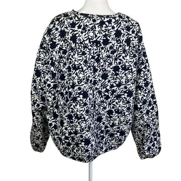 Old Navy Plus Size XXL Quilted Bomber Jacket Navy White Floral Comfy Ligthweight - Picture 5 of 16